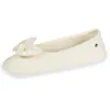 Image de Isotoner Chaussons ultra confortables semelle en cuir détail grand noeud ivoire femme
