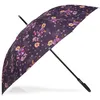 Image de Isotoner Parapluie canne ultra dérperlant solide ouverture automatique/ fermeture manuelle fleurs aubergine femme