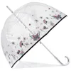 Image de Isotoner Parapluie canne Automatique cloche transparente résistance au vent pvc/papillon rose femme