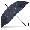 Image de Isotoner Parapluie canne ultra dérperlant solide ouverture automatique/ fermeture manuelle rayure noeud bleu femme
