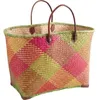 Image de AUBRY GASPARD - Panier en palmier - avec 2 anses simili cuir - 50x28x36 cm - couleur aléatoire