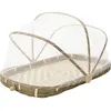 Image de Plateau en bambou avec cloche en filet synthétique Longueur 45cm