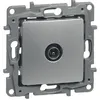 Image de LEGRAND Prise TV simple mâle Niloé gris avec enjoliveur finition argent