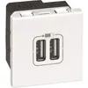 Image de Prise double USB Legrand - Gamme Mosaic - Blanc - 2400 mA