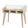 Image de Bureau vintage en bois avec rideau coulissant 104cm HAPPY - Chêne-Blanc - 3 niches