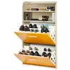 Image de Meuble À Chaussures Chêne Abattants Oranges - Rideau Chêne