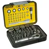 Image de Coffret dembouts de vissage 1/4 25mm + clé à cliquet - STANLEY - Gamme Pro - Jeu de 39 pcs
