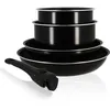 Image de Batterie De Cuisine - Induction - 6020437 - Aluminium Antiadhésif - 5 Pieces - Poignée Amovible - Noir
