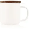 Image de Tisanière En Grès Blanc Avec Couvercle En Bois D'acacia 300ml Juliet - Ogo Living