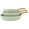 Image de Set de 3 poÊles colorama celadon - poÊle 20/24 et 28 cm - en aluminium - revÊtement antiadhÉsif en cÉramique