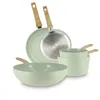 Image de Set de 5 piÈces colorama celadon - poÊles/casseroles/wok - en aluminium - revÊtement antiadhÉsif en cÉramique