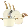 Image de Batterie De Cuisine 7 Pièces En Céramique Crème - Tous Feux Crème - Menastyl