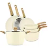 Image de Set de 7 piÈces colorama crÈme - poÊles/casseroles/faitout - en aluminium - revÊtement antiadhÉsif en cÉramique