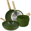 Image de Batterie De Cuisine 5 Pièces En Aluminium Recyclé Kaki - Tous Feux Kaki - Menastyl