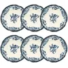 Image de Lot De 6 Assiettes Creuses Fleuries En Grès Bleu 22cm Faustine - Novastyl