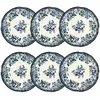 Image de Lot De 6 Assiettes À Dessert Fleuries En Grès Bleu 20cm Faustine - Novastyl
