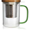 Image de Mug Infuseur Ogo Living Karl 450 Ml Verre Borosilicat Vert + Couvercle Acacia