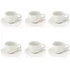 Image de Lot De 6 Tasses Et Soucoupes 9cl En Porcelaine Blanc - Bleu Urus - Ogo Living