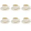 Image de Lot De 6 Tasses Et Soucoupes 9cl En Porcelaine Blanc - Beige Urus - Ogo Living
