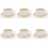 Image de Lot De 6 Tasses Et Soucoupes 21cl En Porcelaine Blanc -beige Urus - Ogo Living