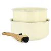 Image de Batterie de cuisine - MENASTYL - Colorama - Aluminium - 2 casseroles + 1 poignée - Coloris crème
