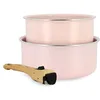 Image de Batterie de cuisine - MENASTYL - Colorama - Aluminium - 2 casseroles + 1 poignée - Coloris rose