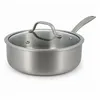 Image de Sauteuse triply 24cm en inox couvercle verre fabriquÉe en france