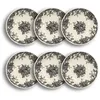 Image de Lot De 6 Assiettes Creuses En Grès Décor Fleuri Noir 20,5cm Florali - Novastyl