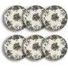 Image de Lot De 6 Assiettes À Dessert En Grès Décor Fleuri Noir 19,5cm Florali - Novastyl
