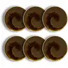 Image de Lot De 6 Assiettes À Dessert Texturées 21cm Porcelaine Marron Saturne - Ogo Living