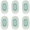 Image de Lot De 6 Assiettes Ovales En Porcelaine Blanche Et Bleue 23,5cm Aqua - Novastyl
