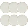 Image de Lot De 6 Assiettes Plates En Porcelaine Blanche Et Liseré Beige 27cm Nuance - Novastyl
