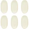 Image de Lot De 6 Assiettes Ovales En Porcelaine Blanche Et Liseré Beige 19cm Nuance - Novastyl