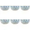 Image de Lot De 6 Bols 58cl En Grès Blanc Et Rayures Bleues Corfu - Novastyl
