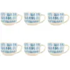Image de Lot De 6 Jumbos 45cl En Grès Blanc Et Rayures Bleues Corfu - Novastyl