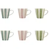 Image de Lot De 6 Tasses 20cl En Grès Blanc Et Rayures Colorées Arlequin - Novastyl