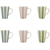 Image de Lot De 6 Mugs 36cl En Grès Blanc Et Rayures Colorées Arlequin - Novastyl