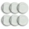Image de Lot De 6 Assiettes Plates Porcelaine Blanche À Rayures Noires 27cm Carbone - Novastyl