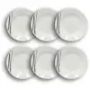 Image de Lot De 6 Assiettes Creuses Porcelaine Blanche À Rayures Noires 20cm Carbone - Novastyl