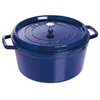 Image de Cocotte - STAUB - Cocotte fonte émaillée ronde Bleu Intense 24 cm - 38 L - Tous feux (induction) - Intérieur émail noir mat