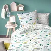 Image de Parure de lit enfant 100% coton - MATT & ROSE - SAFARI - Blanc/kaki - 140x200+63x63cm