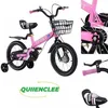 Image de Vélo denfant - Roues 16 » - Acier à haute teneur en carbone -Barre simple - Avec roue dassistance - Rose- 5 à 7ans -QUIIENCLEE