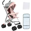 Image de MIPAN. Poussette Compacte - Poussette Canne Bébé 0-3 Ans - Landau assis Avce Parasol + Moustiquaire - Rose