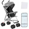 Image de MIPAN. Poussette Compacte - Poussette Canne Bébé 0-3 Ans - Landau assis Avce Parasol + Moustiquaire - Gris