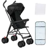 Image de Poussette compacte à 4 roues-Siège avec moustiquaire en coton rembourrée-Noir-Pliable et portable-XJING