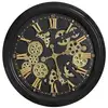 Image de Horloge ronde noire et dorée mécanisme apparent 52x9x52cm