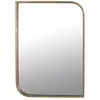 Image de Miroir rectangle coins asymétriques arrondis métal doré 76x56cm