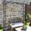 Image de Arche de jardin pergola en fer vieilli tubes carrés grand modèle + 4 supports poteaux à enfoncer
