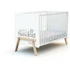 Image de AT4 - Lit bébé en bois CANAILLE Winnie Blanc et Hêtre 60 x 120 cm Blanc et Hêtre - Taille unique