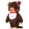 Image de Monchhichi Peluche Fille Bavoir Rose Et Blanc 20 Cm - 25555